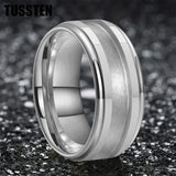Tungsten Blank Core 3/4MM Groove Stepped Polished 10MM  Comfort Fit Rings and Wedding Bands for Men and Women