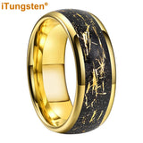 Polished Shiny Domed Sandblast Foil Inlay 8mm Tungsten Carbide Comfort Fit Wedding Bands Men/Women Fashion Jewelry