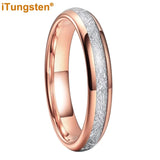Bright Meteorite Inlay 4mm Popular Women Engagement Wedding Band Tungsten Carbide Comfort Fit Ring