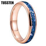 Awesome Blue Crystal Stone Inlaid 4/6/8MM Men's and Women's Comfortable Fit Wedding Tungsten Rings