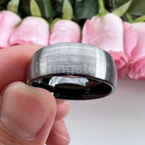 Superb Blue Domed Brushed 6mm 8mm  Tungsten Carbide Ring for Men and Women Comfort Fit Engagement Wedding Band