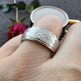 Super Blue White Stepped Edges Hammered Finish 6/8MM Men Women Tungsten Comfort Fit Engagement Rings Trendy Jewelry