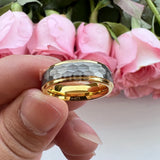 Popular Multicolor 6mm 8mm Men Women Tungsten Hammer Ring Comfort Fit Weddding Band