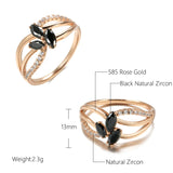 Super Trendy Flower Design Rolled 14K Rose Gold Black and White AAA+ CZ Diamonds Rings , Party Fine Crystal  Jewelry