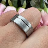 Offset Groove Brush Finish Excellent Quality 8mm Black Tungsten Comfort Fit Wedding Band for Men and Women