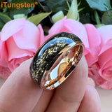 Polished Shiny Domed Sandblast Foil Inlay 8mm Tungsten Carbide Comfort Fit Wedding Bands Men/Women Fashion Jewelry