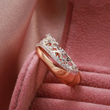 New Fashion Crystal Flower Design 14K Rolled Rose Gold Micro-wax Inlay AAA Zircon Diamonds Rings - Fine Jewelry
