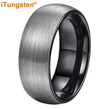 Superb Blue Domed Brushed 6mm 8mm  Tungsten Carbide Ring for Men and Women Comfort Fit Engagement Wedding Band