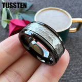 Fabulous Black/Gold/Rose/Original Color 8MM Men Women Comfort Fit Hammer Ring Tungsten Wedding Band