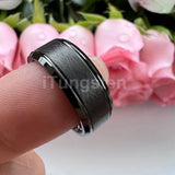 Classic Stepped Beveled Special Brushed 6mm 8mm Fashion Rings Tungsten Comfort Fit Wedding Band for Men Women