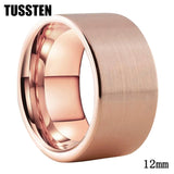 Admirable Flat Brushed Rose-Gold-Color12MM Tungsten Carbide Rings for Men Women Fashion Engagement Wedding Bands
