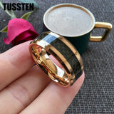 Excellent Shiny Bevel Edges 8MM Black Carbon Fiber Ring Classic Tungsten Comfort Fit Wedding Band For Men Women