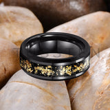 Awesome Gold Foil Inlaid 6/8MM Tungsten Men's and Women's Comfortable Fit Wedding Rings