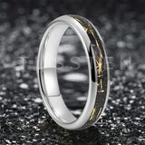 Pleasing Black Inlaid Gold Color Foil 4mm Tungsten Carbide Steel Rings  Wedding Ring for Men and Women Jewelry