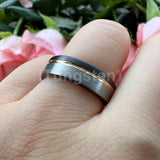 Terrific Offset Groove Brushed Finish 6mm 8mm Mens Womens Tungsten Carbide Ring Comfort Fit Wedding Bands