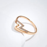 Gorgeous Simple Double Layer 14K Rolled Rose Gold Glossy AAA+ Zircon Diamonds Flat Rings - Trendy Daily Wear Jewelry