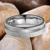 Customized Inlay, 1.5mm Offset Groove Pipe Cut Matte 6MM Gold/Silver Tone Tungsten Blank Core Comfort Fit Rings