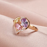 Superb Hollow Translucent Colored AAA Zircon Crystals Rolled Rose Gold of 14-Karat Purity Rings Versatile Jewelry