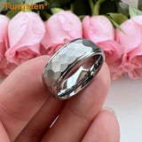 Popular Multicolor 6mm 8mm Men Women Tungsten Hammer Ring Comfort Fit Weddding Band