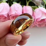 Dark Wood Inlay Domed Polished 8mm 6mm 4mm Men Women Tungsten  Comfort Fit Wedding Band Fashion Jewelry Ring