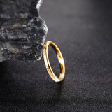 Luxury Gold Color Polished Classic 2mm/4mm Thin Tungsten Carbide Women Men's Rings Simple Round Wedding Bands