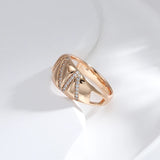 Luxury Geometric Personality AAA Zircon Diamonds Wide Face Women's 14K Filled Rose Gold Trendy Party Jewelry Rings