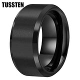 Super Beveled Edges Matte Finish Gold 10/12MM Tungsten Carbide Rings for Men Women, Fashion Engagement Wedding Bands