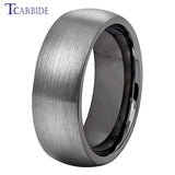Domed Brushed Multicolor 6mm 8mm Tungsten Comfort Fit Wedding Engagement Ring For Women Men