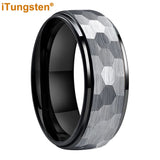 Popular Multicolor 6mm 8mm Men Women Tungsten Hammer Ring Comfort Fit Weddding Band