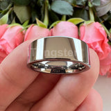 Flat Polished 6mm 8mm Men Women Tungsten Carbide Wedding Band Fashion, Forever Comfort Fit Rings