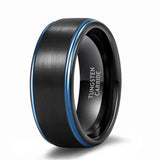 Black Ring with Blue Line Brushed Dark Color 6mm 8mm Women and Men Tungsten Carbide Daily Jewelry Unisex Chic Rings