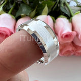 Popular Beveled Center Brushed and Polished 10mm Large Ring Men's Tungsten Engagement Comfortable Fit Ring