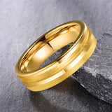 Customized Inlay, 1.5mm Offset Groove Pipe Cut Matte 6MM Gold/Silver Tone Tungsten Blank Core Comfort Fit Rings