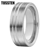 Beautiful 2 Grooves Finish Great Workmanship 8MM Men Women Flat Comfort Fit Wedding Band Tungsten Finger Rings