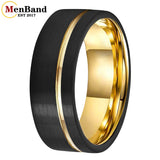 High Quality Grooved Brushed 6/8MM Gold-Color Tungsten Rings for Men and Women Comfort Fit Wedding Bands