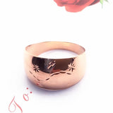 New Arrival 14K Filled Rose Gold Engraved Small Flower Glossy Shiny Wide Rings for Women - Banquet Jewelry