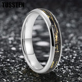Pleasing Black Inlaid Gold Color Foil 4mm Tungsten Carbide Steel Rings  Wedding Ring for Men and Women Jewelry