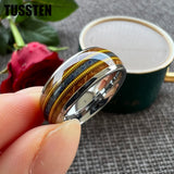 Whisky Wood Guitar String Lapis Inlay 8MM  Black Tungsten Rings for Men and Women - Fashion Engagement Wedding Bands