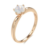 New Glossy Filled 14K Rose Gold 6 Prong Minimalist Matte White AAA Zircon Crystal Slim Rings for Women Fine Jewelry