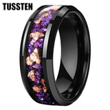 Amethyst Gold Stone in the Middle Groove 6/8MM Men's and Women's Comfort Fit Engagement Wedding Rings and Bands