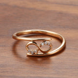 Minimalist Double Twist White 14K Rolled Rose Gold AAA Zircon Diamonds Geometric Rings For Women Fine Party Jewelry