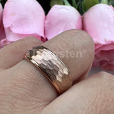 Marvelous Domed Stepped Edges 6mm 8mm Tungsten Hammer Comfort Fit Engagement Wedding Band Men, Women Trendy Jewelry