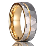Golden Groove Frosted 8mm Gray Lot Flower Comfort Fit Tungsten Carbide Engagement Men's Women's Rings