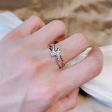 Elegant Geometric Design Full Bling 14K Filled Rose Gold AAA+ Zircon Diamonds Rings for Women Wedding Party Jewelry