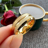 Sandblasted Finish 14K Gold Plated  6/8MM Tungsten Comfort Fit Ring for Men Women - Fashion Engagement Wedding Band