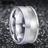 Classic Marvelous Groove Domed Polished 10mm Tungsten Blank Core with 6mm Comfort Fit Rings