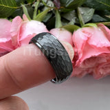 Marvelous Domed Stepped Edges 6mm 8mm Tungsten Hammer Comfort Fit Engagement Wedding Band Men, Women Trendy Jewelry