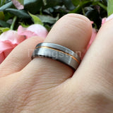 Terrific Offset Groove Brushed Finish 6mm 8mm Mens Womens Tungsten Carbide Ring Comfort Fit Wedding Bands