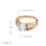 New Arrival Luxury Fashion Texture Gradient Moonstone Filled 14K Rose Gold Fashion Fine Jewelry Rings