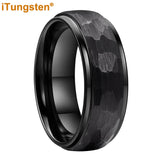 Marvelous Domed Stepped Edges 6mm 8mm Tungsten Hammer Comfort Fit Engagement Wedding Band Men, Women Trendy Jewelry
